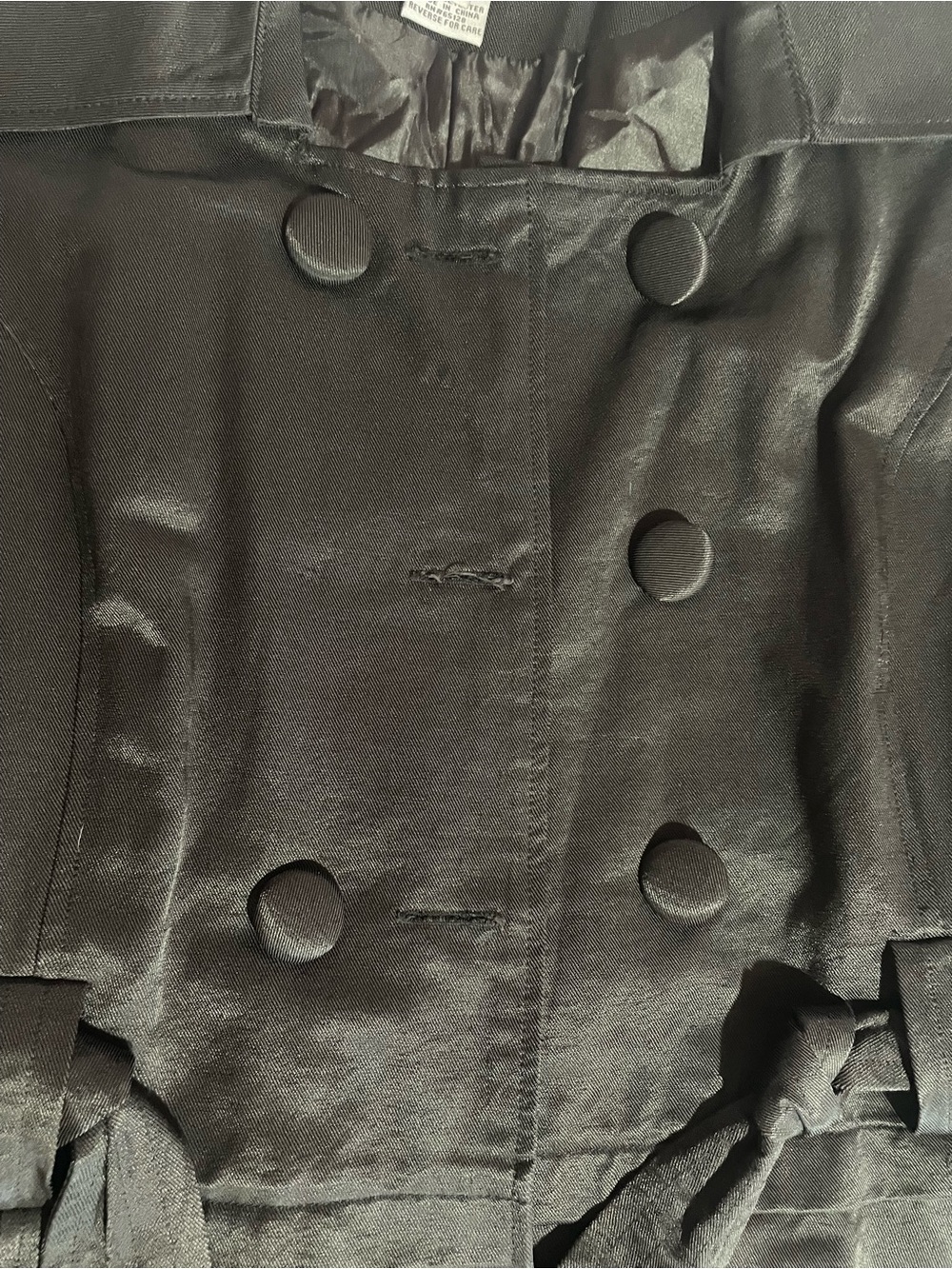 Luii Anthropologie Black Double-Breasted Trench Coat with Waist Tie - Picture 3 of 3